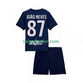 Paris Saint-Germain PSG Joao Neves 87 Fodboldtrøjer Børn Hjemmebanesæt 2025/26 Kort ærmer